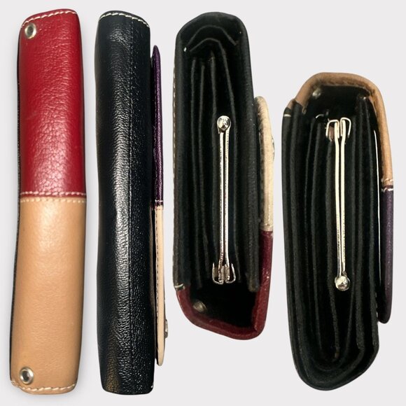 Divinity Organizer Wallet Multicolor Leather Bi-fold Framed KIss Lock Clutch - Picture 5 of 9